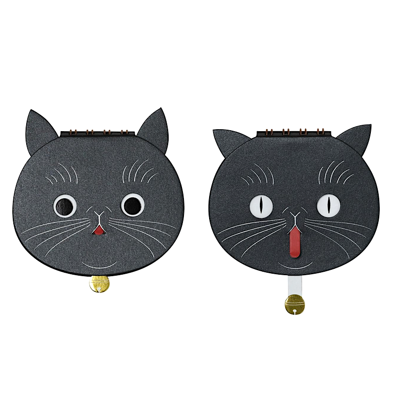 Cat Ring Memo Schwarz – Japanisches Notizbuch mit Spielmechanik | Yamama Japan