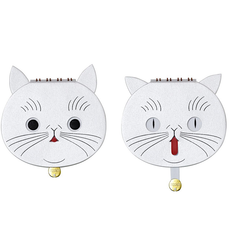 Cat Ring Memo Weiss – Japanisches Notizbuch mit Spielmechanik | Yamama