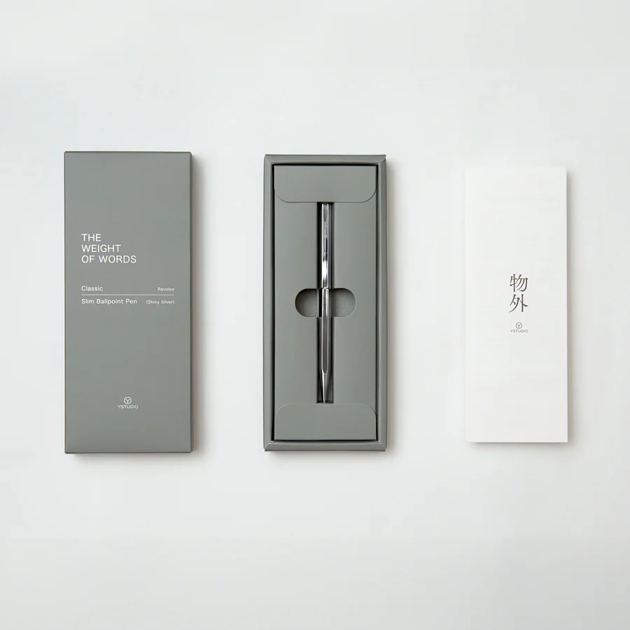 Eleganter Kugelschreiber Slim aus Messing – Glänzendes Silber | Made in Taiwan