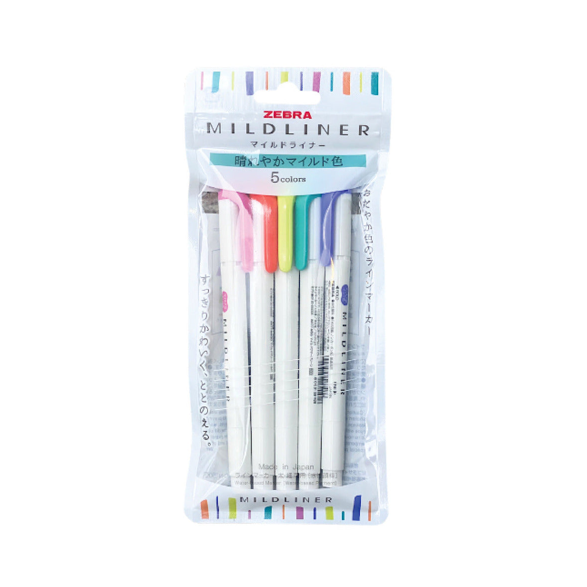 Textmarker Mildliner Set mit 5 Sommerfarben | ZEBRA | Made in Japan