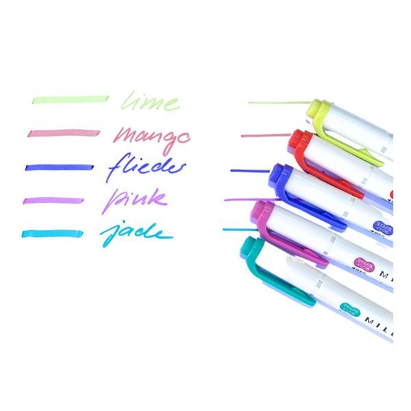 Textmarker Mildliner Set mit 5 Sommerfarben | ZEBRA | Made in Japan