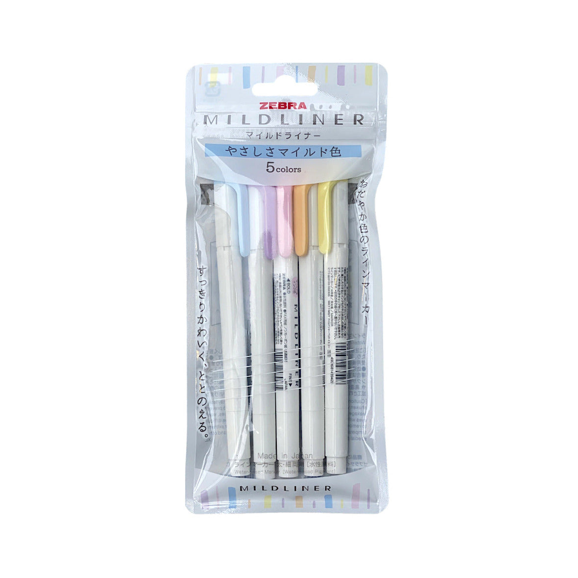 Textmarker Mildliner Set mit 5 Pastelfarben | ZEBRA | Made in Japan