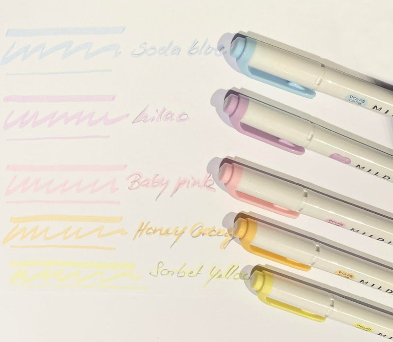 Textmarker Mildliner Set mit 5 Pastelfarben | ZEBRA | Made in Japan