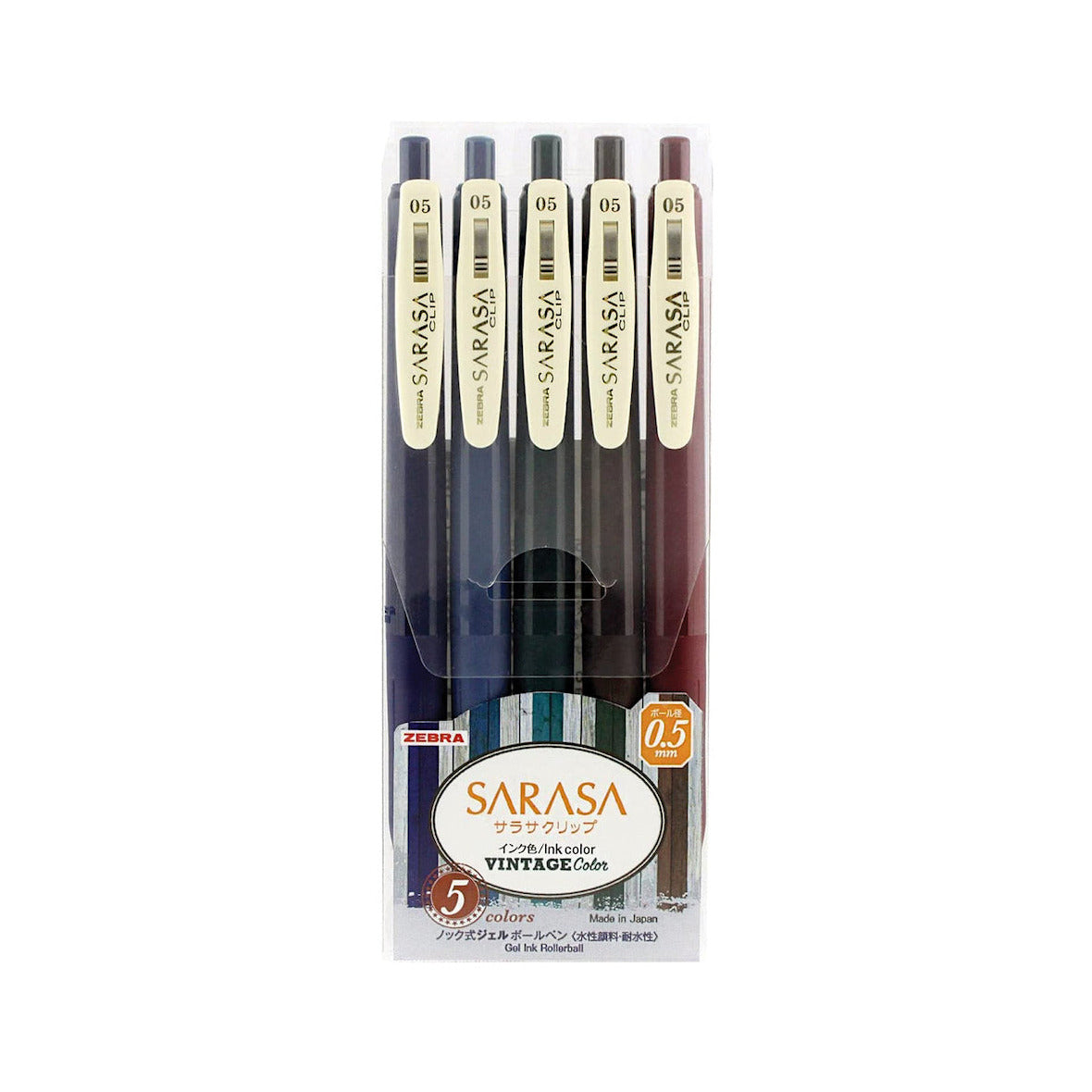 Sarasa Gel-Tintenroller 5er-Set Vintage Farben | ZEBRA | Made in Japan