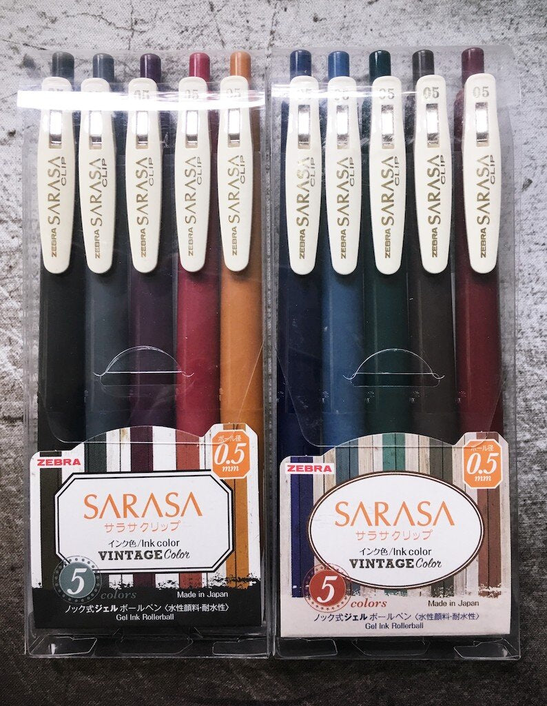 Sarasa Gel-Tintenroller 5er-Set Vintage Farben | ZEBRA | Made in Japan