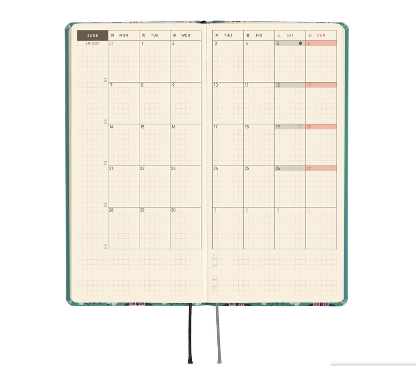 Weeks 2027 englisch – Yumi Kitagishi: White Cat Wallpaper | Hobonichi
