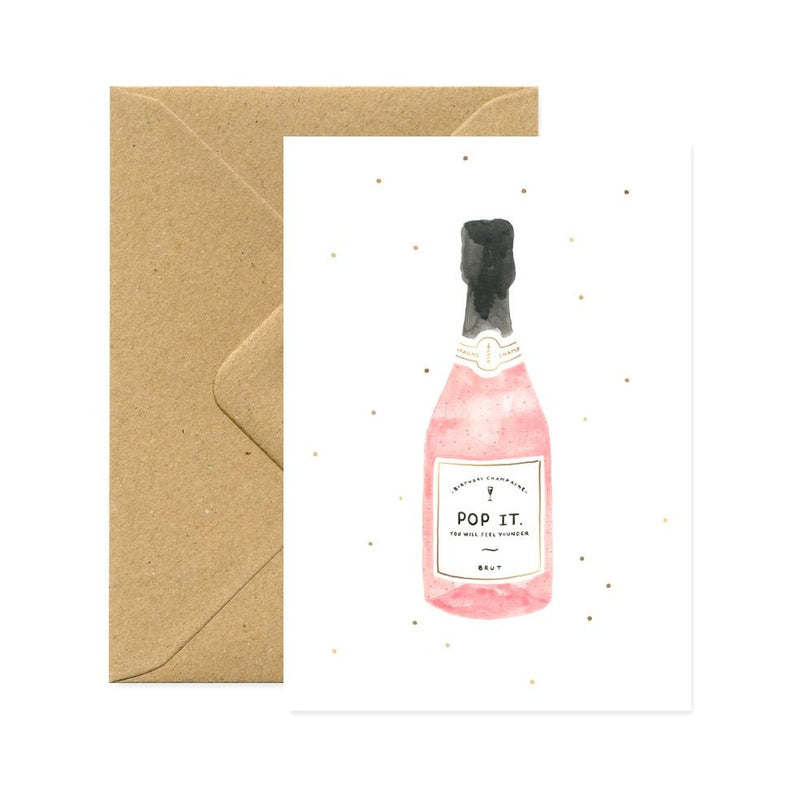 ALLTHEWAYSTOSAY CHAMPAGNE HAPPY BIRTHDAY GreetingCard Made in France