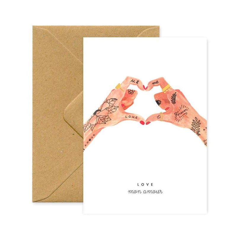 ALLTHEWAYSTOSAY, HANDS OF LOVE Greeting Card, Karte Made in France
