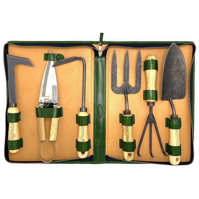 F.HAMMANN Garten Werkzeug Set im Lederetui Handmade in Germany 