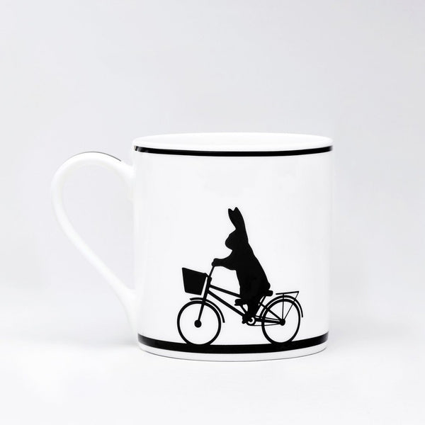 HAM, PORZELLANTASSE, Cycling rabbit, Tea Mug, Gift idea, handpainted