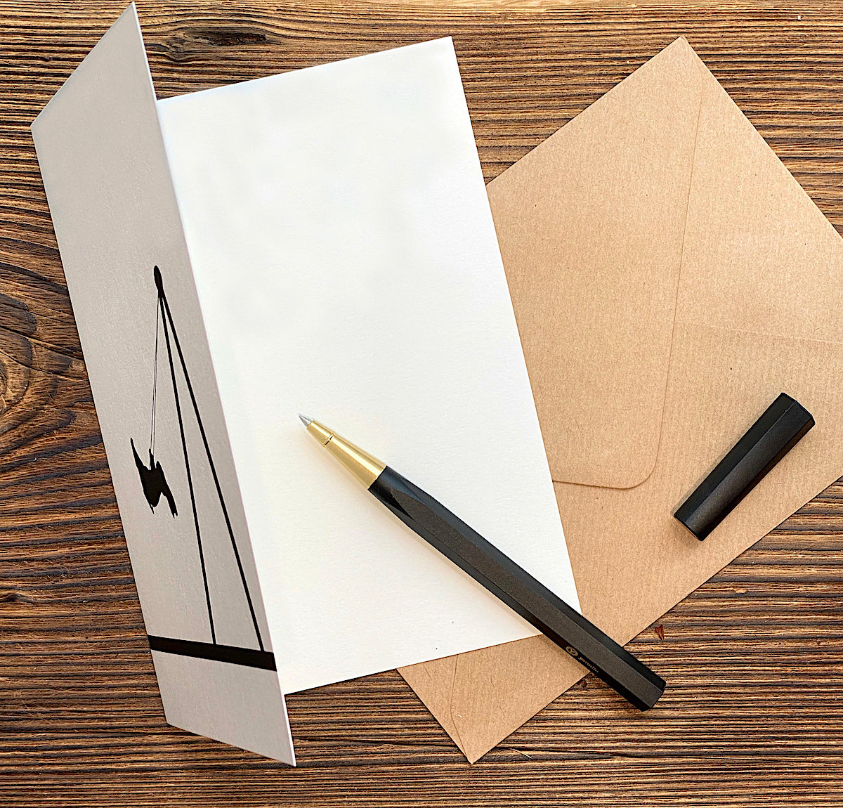 HAM - Grusskarte Sledging Rabbit | Hasen Klappkarte | Handmade in UK 