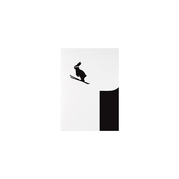 HAM - Grusskarte Ski jumping Rabbit | Hasen Klappkarte |Handmade in UK