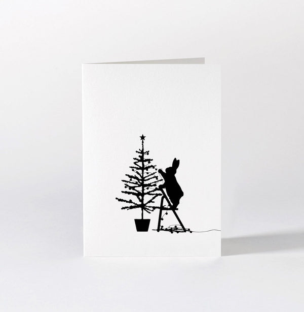 HAM - Grusskarte Tree Trimming Rabbit | Klappkarte | Handmade in UK
