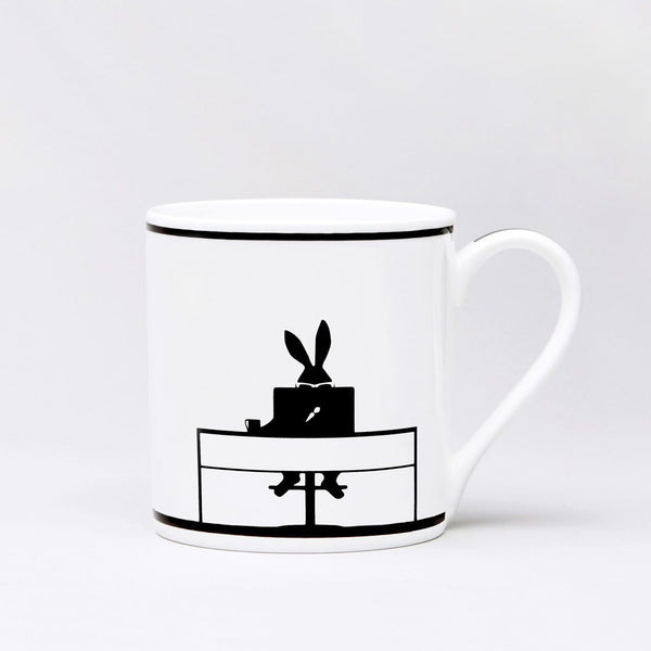 HAM, Working Rabbit Mug, Porzellan, handgemalten Hasen-Illustrationen von Jo Ham