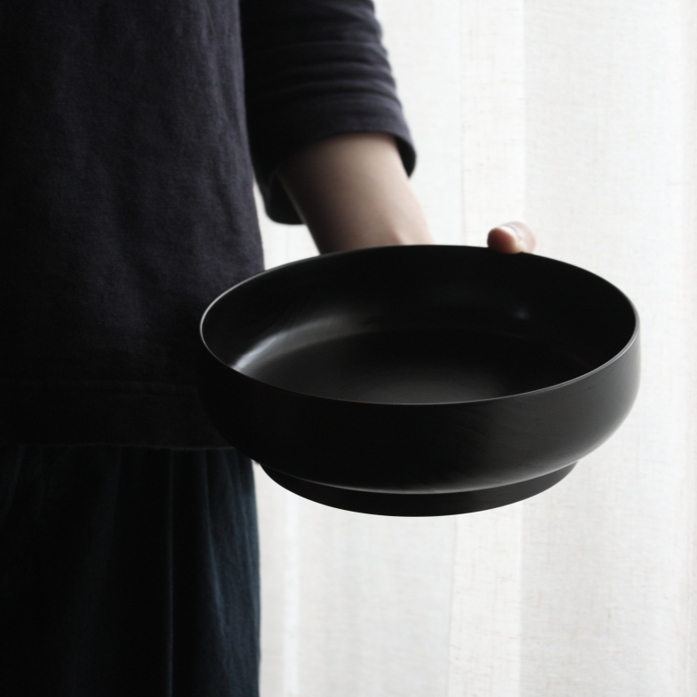 HATASHIKKI wischlackierte Reisschale aus Erlenholz Handmade Japan