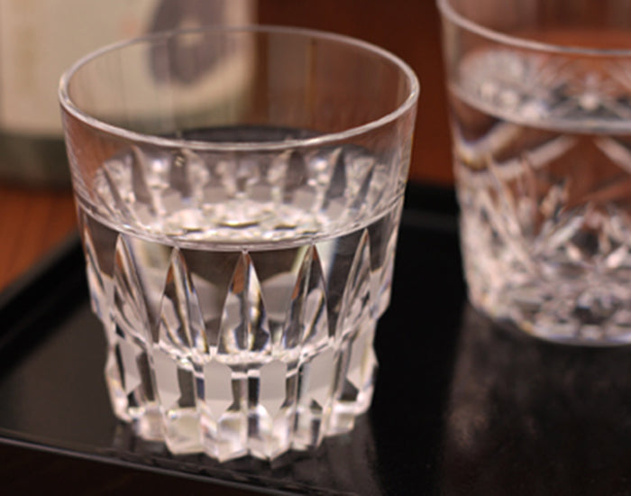 KAGAMI CRYSTAL Double Whiskey Glas Ancient Parallel Cross Japan Made