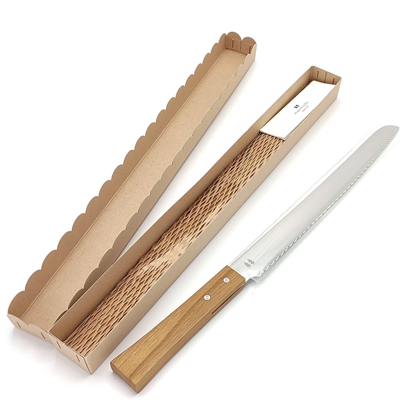 MORINOKI elegantes japanische Brotmesser aus Holz und Edelstahl