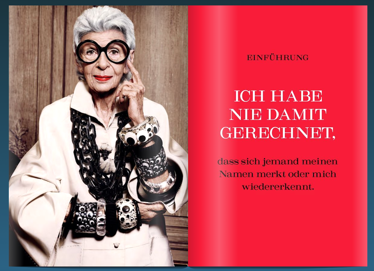 IRIS APFEL - ACCIDENTIAL ICON, Stilikone, Stil, Buch, Geschenk, Idee