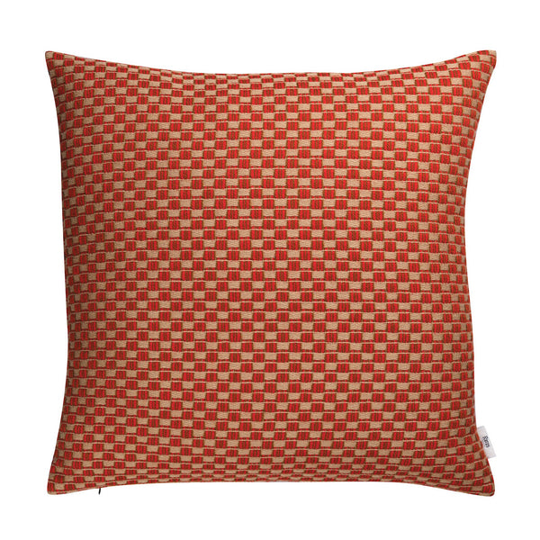 RØROS TWEED - Lammwollkissen Rot-Beige Isak 60 x 60 cm  | Made in Norwegen