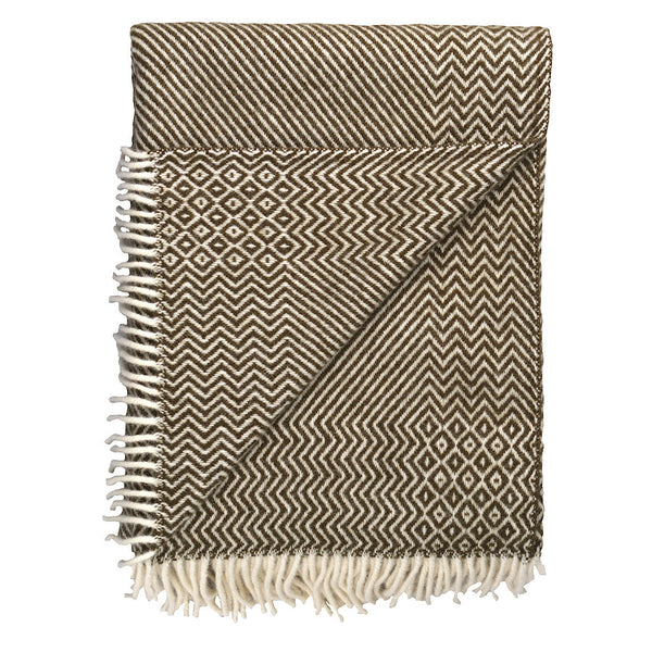 RØROS TWEED - Lammwolldecke Kattefot Mossgrün | Made in Norwegen