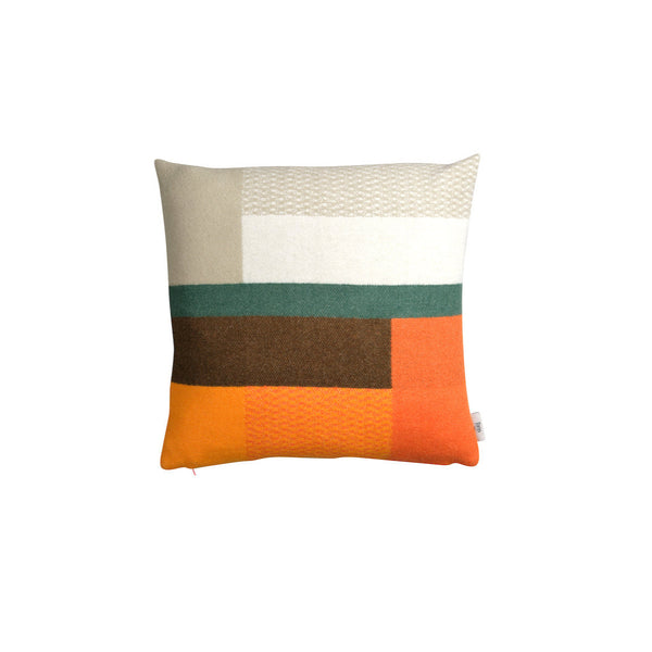 RØROS TWEED - Lammwollkissen Bauhausstil orange Mikkel 50 x 50 cm | Made in Norwegen