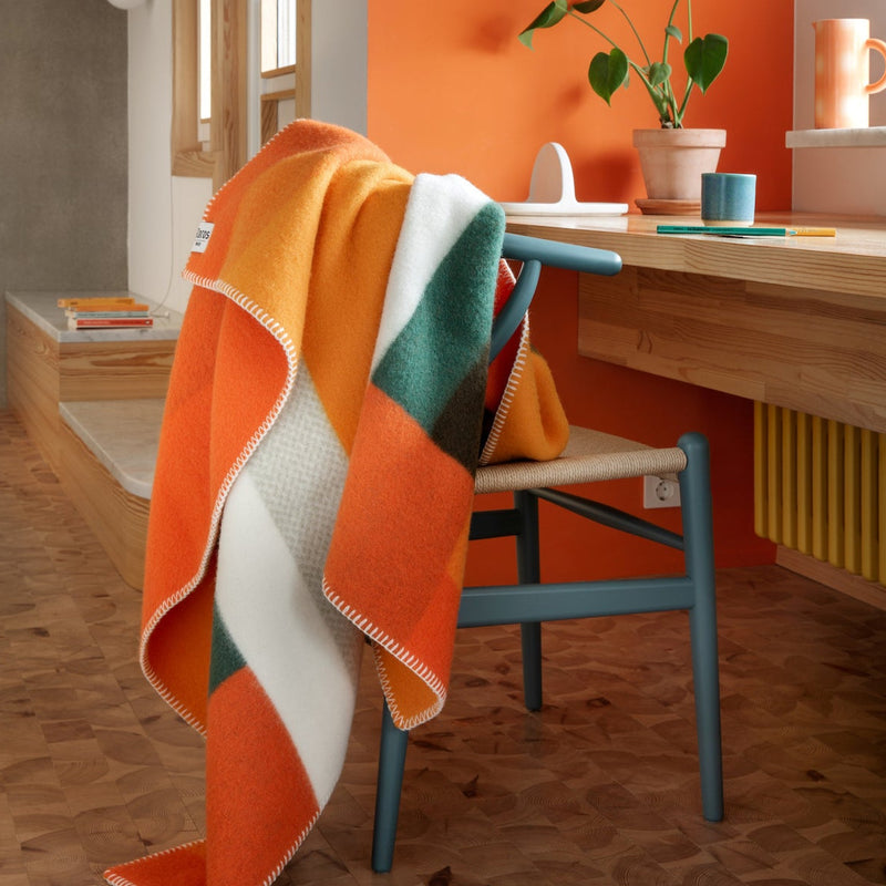 RØROS TWEED - Lammwolldecke Bauhausstil orange Mikkel | Made in Norwegen