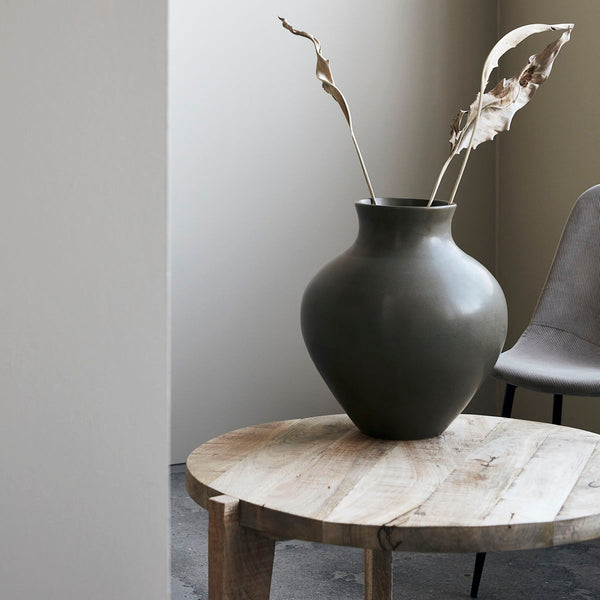 Vase SANTA FE olive/grau Home Decoration Interior Töpferware, Geschenk