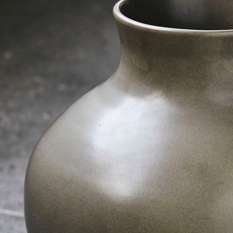 Vase SANTA FE olive/grau Home Decoration Interior Töpferware, Geschenk
